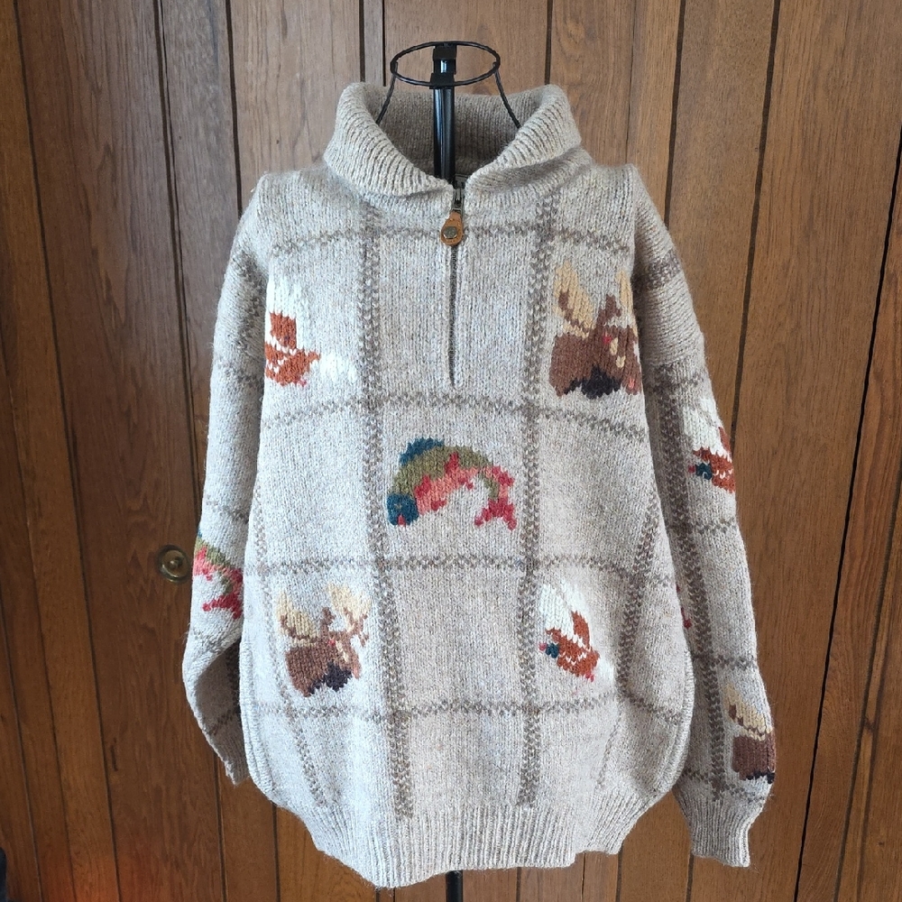 Vintage 1980s LL Bean Hunting Themed sweater